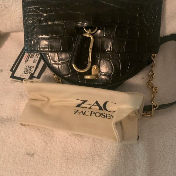 Zac Posen Iconic Eartha Leather Top Handle Black Crossbody Handbag - Picture 3 of 4